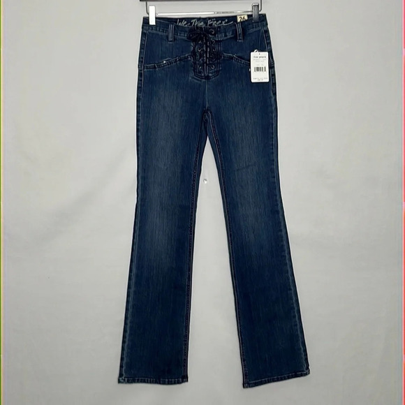 Free People Eva Lace Up Bootcut Jeans in Baltic Blue - NEW - Size 26 - Picture 2 of 10